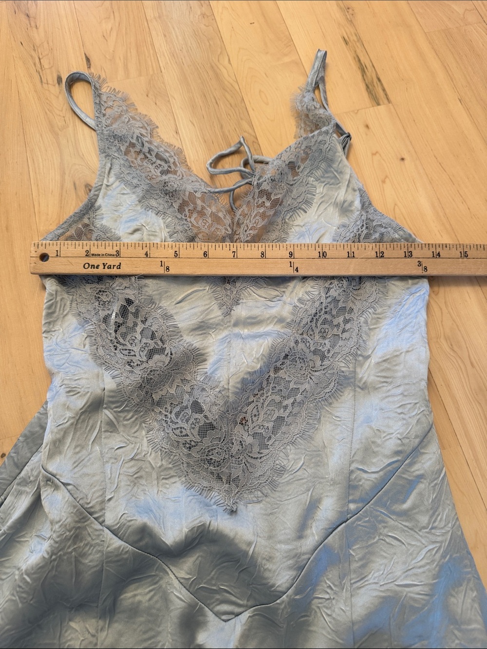 Free People-Maybe Forever Gray Blue Maxi Slip Dress-Boho-Lace Inlay-New-Size 0 - Picture 3 of 10
